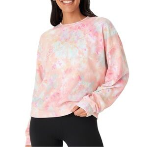 Onzie Colourful Tie Dye Boyfriend Pullover Sweatshirt in ‘Rose All Day’ One Size